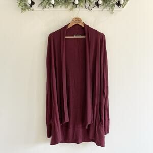 Athleta Pranayama Restore Wrap Cardigan Women L Burgundy Soft Cozy Modern Casual